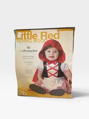 Little Red Riding Hood Infant Costume Hooded Cape & Red Gingham Dress Sz 12-18
